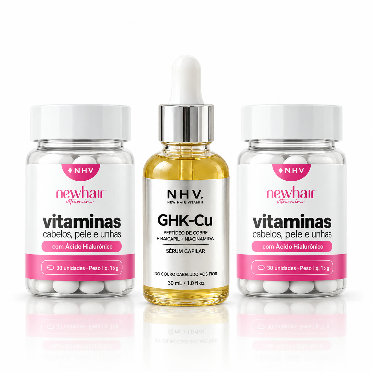 1 Sérum Capilar NHV e 2 potes de Vitaminas NHV